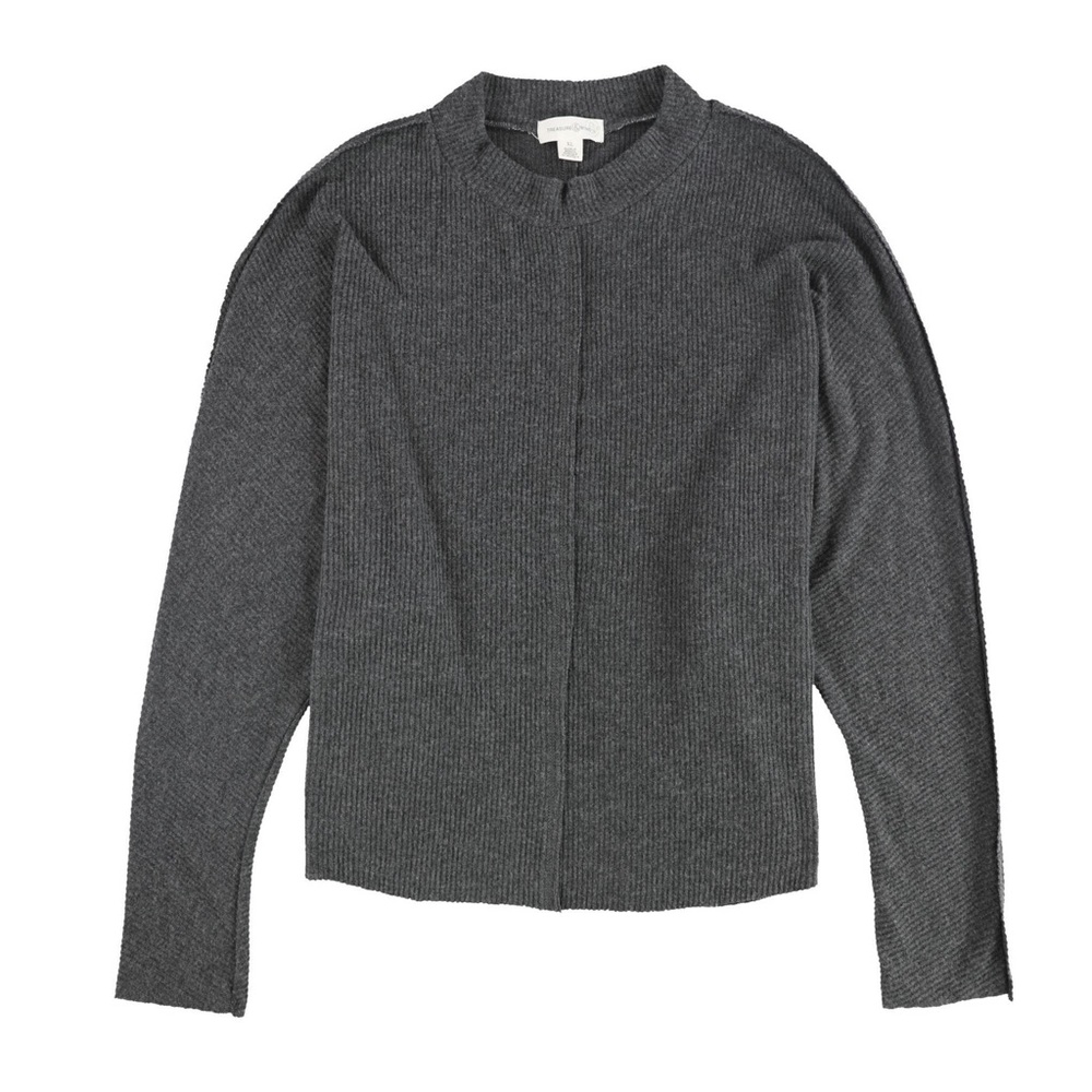 Treasure & Bond Womens Ribbed Pullover Sweater, Grey, NWT size M.